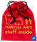 KEPI - Turnbeutel Wasserdicht, Sportbeutel Groß, Ökologisch Tasche für Schuhe und Sportbekleidung, Recyclingmaterial, Turnbeutel Damen und Herren - Rot, Beidseitiger Martial Arts Aufdruck