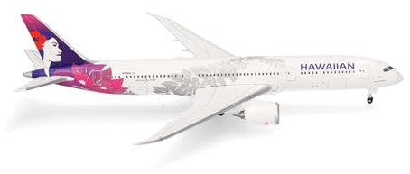 herpa Modellflugzeug Hawaiian Airlines Boeing 787-9 Dreamliner Miniatur im Maßstab 1:500, Sammlerstück, Modell ohne Standfuß, Metall