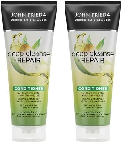 John Frieda Deep Cleanse & Repair Conditioner - Inhalt: 250 ml - Sichtbare Reparatur und Geschmeidigkeit - Für geschädigtes, strapaziertes Haar (Packung mit 2)