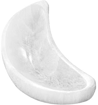 NKlaus Cuenco de selenita de media luna 10 x 5,5 cm – Fuente de energía para carga de piedras preciosas, reiki y limpieza espiritual, ideal para meditación, feng shui y armonización de chakras