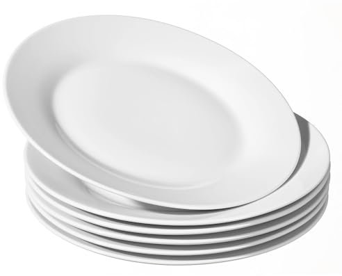 PALUPLUS Set 6 Piatti Piani in Vetro Opaco colore Bianco, Diametro 24 cm e Altezza 2 cm, Adatti per Microonde, Lavabili in Lavastoviglie, Ideali per Uso Quotidiano e Cene Formali -8102F
