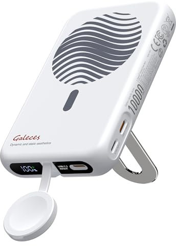 Portable Charger for iPhone & Apple Watch,10000mAh Travel Battery Pack for Magsafe PD20W Fast Charging Powerbank,with USB C in & out and LED Display Power Bank for iPhone16/15/14/13/12(White)