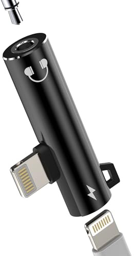 Lightning auf 3.5mm Kopfhörer Adapter(2in1)für iPhone 14 13 Pro Max für iPad Headphone Aux Audio Ladegerät Kabel Jack Splitter für Apple MFi Certified Anschluss Lighting Klinke Konverter Auto Zubehör