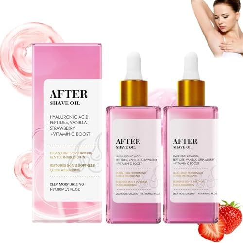 2 Stück Strawberry After Shave Oil, Truly After Shave Oil, Truly Beauty Soft Serve Aftershave-Öl Mit Hyaluronsäure Und Peptiden Verhindert Eingewachsene Haare Und Trockenheit, 90ml