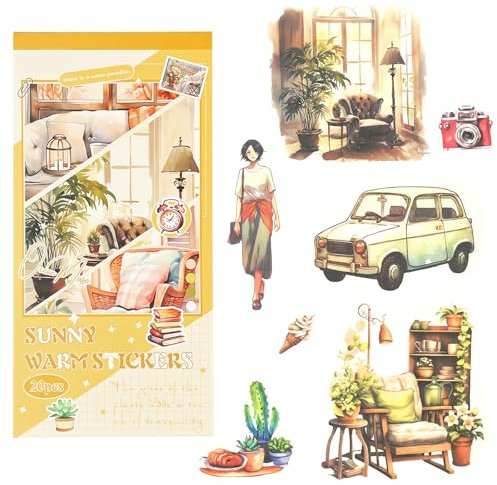 KAIYAYA Scrapbook Stickers Journaling Sticker Book 20 Hojas Diario Pegatinas Scrapbooking Pegatinas Set Precortadas Diario Estético Planificador Accesorios Decorativos para Adultos