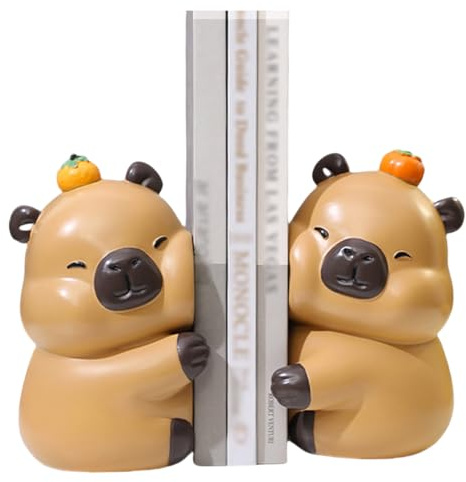 Niedliche Tier-Buchstützen, Kunstharz, umarmende Capybara-Figuren, dekorative Buchstützen, einzigartiger Buchhalter, Stopper für Zuhause, Büro, Schreibtisch, Bücherregal, Dekoration