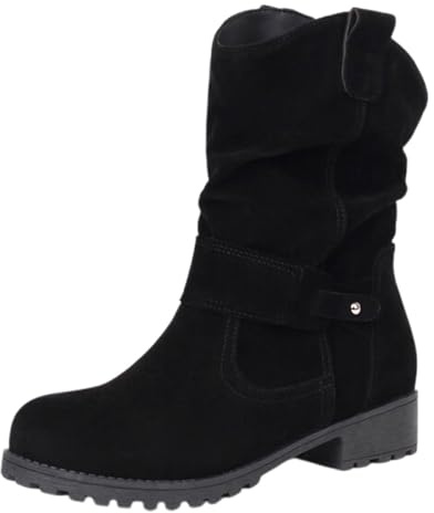 Generisch Botas de saltar para mujer, con plataforma y tacón para cordones, veganas, de piel sintética, media botas, punta redonda, con cordones, rocosas, botas de motorista, botas cortas, Negro , 38