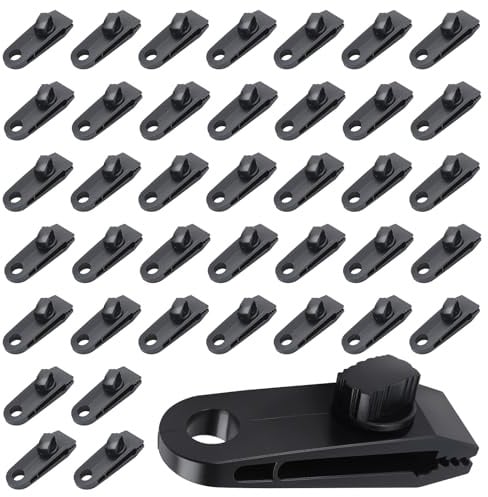 HEIYUET 40 Stück Planenspanner Tarp Clips, Planenclips Zeltplanen Clips, Zeltplanen Klemmen, Markisenklemmen für Planen, Zelten, Banner, Segel, Plakaten, Markisen, Abdeckplanen, Schwarz