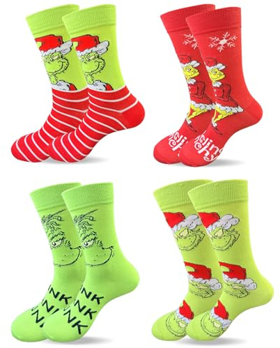 Snyvpra 4 Paar Weihnachtssocken Damen 36-44, Anime-Muster Christmas Socks, Kuschelsocken Weihnachten, Weihnachten Socken, Weihnachts Socken, Für Damen Herren Weihnachtsgeschenke