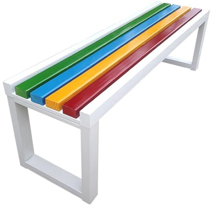 Panchina da giardino in legno colorato, 2-3 posti, per esterni, veranda, prato, balcone, terrazza, piscina, elegante, 120 x 40 x 45 cm, bianca