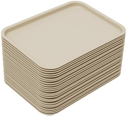 24 vassoi impilabili, lavabili in lavastoviglie e antiscivolo, per ristoranti, caffetterie, mense, 36 x 27 x 2 cm (cachi)