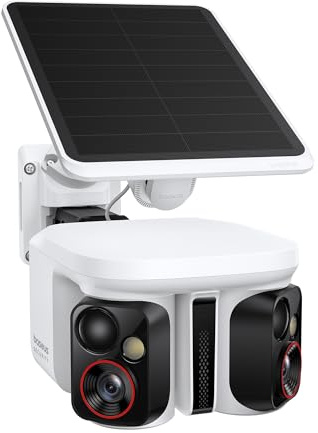 Baseus Security X1 Pro Dual 3K Überwachungskamera Aussen - KI Tracking Kamera, KI-Erkennung, Nachtsicht, Auto Solar-Nachführung Kamera Akku WLAN mit Zeitgesteuerte Autopatrouille, Bis zu 512 GB