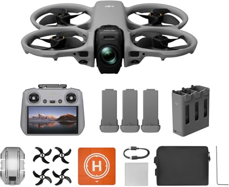 DJI Avata 360 Fly More Combo (RC 2) mit Zubehör, 360°-Drohne mit 1-Zoll-8K-Imaging für FPV- und Luftaufnahmen, 360°-Kameradrohne mit Propellerschutz, 3 Akkus