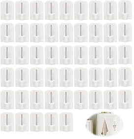 30 Crochets Rideau, Autocollants Plastique sans Perçage Support Tringle | Rideaux fenêtre salle bain, adhésif puissant, réutilisable, transparent, installation rapide, salon chambre,Set
