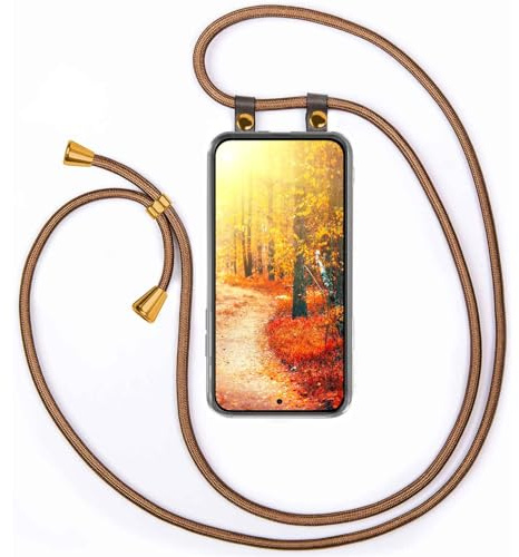 moex Handykette für Redmi Note 15 Pro 5G Hülle mit Band abnehmbar, Handyhülle mit Kette zum Umhängen, Handyband 155 cm lang Stoff Kordel Umhängehülle, Handy Umhängeband, Golden