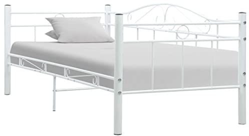 WDGJJFECNMUEHI Metall Multifunktionales Tagesbett Modell 90x200 cm Weiß | Tagesbett-Rahmen Weiß Metall 90x200 cm Gästebett Sofabett Schlafsofa Stahlrohr Design