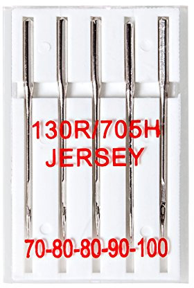 Faden & Nadel 20 Jersey Nähmaschinennadeln, 130 R / 705H, Stärken 70-100, Flachkolben Nadeln