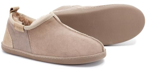 Vanuba Handgemacht Lammfell Warme Hausschuhe Herren Winter Kuschel Pantoffeln Herren Geschlossen Hüttenschuhe Herren Hausschuhe
