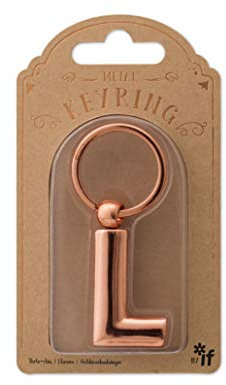 IF Metal Letter Keyring Personalised Alphabet Letters - Rose Gold - L