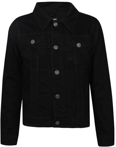 A2Z 4 Kids Boys Denim Jacket Classic Stylish Fashion Coat for Children Durable Cotton Jeans - Boys Denim Jacket J11 Jet Black 5-6