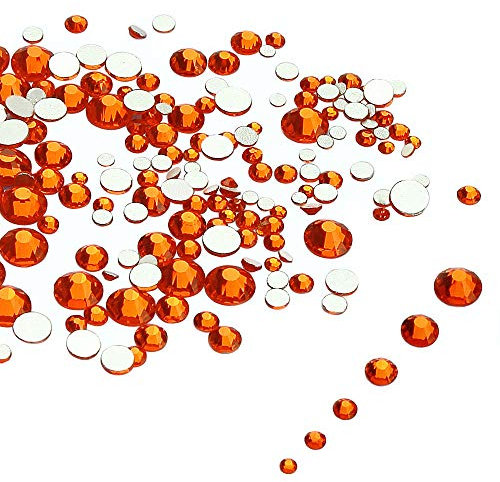 LolliBeads Resin Crystal Round Nail Art Mixed Flat Backs Acrylic Rhinestones Gems,Mix Size 1.5-5 mm, Color Fire Opal (1200Pcs)