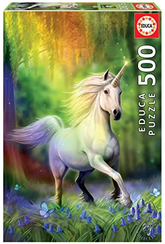 Educa 18448, Einhorn im Regenbogen, 500 Teile Puzzle für Erwachsene und Kinder ab 10 Jahren, Fantasy