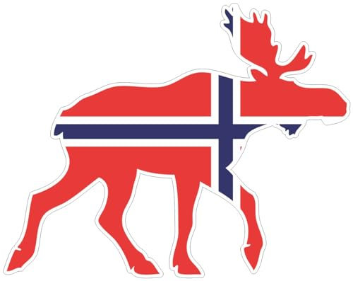 Samunshi® Elch Aufkleber Elchhirsche Norwegen Flagge Nationalfarben - 15x11,7cm