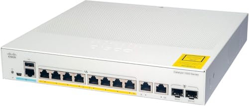 Cisco Catalyst 1000-8P-2G-L Switch di rete a 8 porte PoE+ Gigabit Ethernet, budget PoE 670W, 2 porte combinate SFP/RJ-45 da 1G, garanzia limitata a vita con formula avanzata (C1000-8P-2G-L)