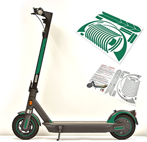 Aufkleber-Set/Sticker Set - 25-teilig auf 34x22cm Bogen geeignet für Segway Ninebot Max g30d E-Scooter (Grün Reflektierend)