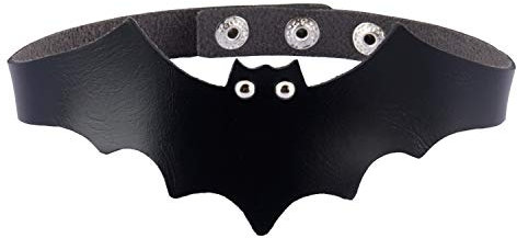 JewelryWe Schmuck Choker Kette Halloween Fledermaus Leder Halsband Gotik Verstellbar Kragen Gürtel Halskette Halsreif für Damen Frauen Mädchen