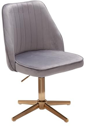 Wohnling Schreibtischstuhl Grau Samt Design Drehstuhl mit Lehne, Schalenstuhl 120 kg Höhenverstellbar, Arbeitsstuhl ohne Rollen, Stuhl Schreibtisch Home-Office Drehbar