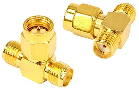 Boobrie Adaptador SMA Macho a Doble Hembra Conector RF Triple T de 3 Vías para Cable de Extensión de Antena WiFi Drone FPV
