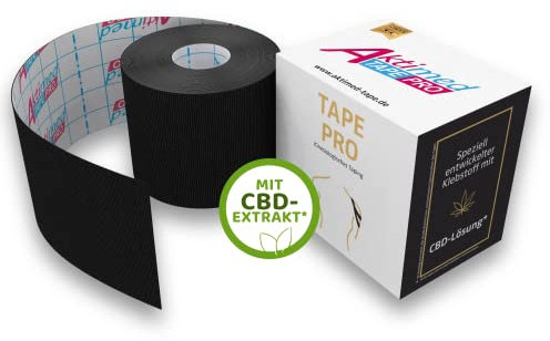 AKTIMED Tape Pro CBD Kinesiologie Tape - Sporttape mit Premium CBD Extrakt - patentbasiertes Physiotape Dermatest „sehr gut“ - Kinesiologie Tapes elastisch & wasserfest