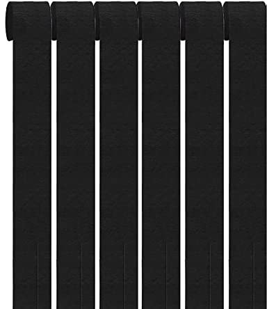 GAKA FAVOR Krepppapier Schwarz （6 Rolle）4.5cm x 25m,Kreppbänder Luftschlangen Schwarz für Hochzeit Geburtstags Party Dekoration
