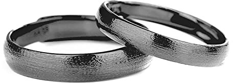Musihy Paar Ring Schwarz, Ring Größenverstellbar 925 Ringe Verstellbar Poliertes Fertiges Band Pärchen Geschenke Ringe
