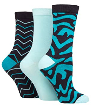 SockShop Wildfeet Ladies Bamboo Socks -Patterned Fun and Colourful Soft Breathable Socks Multipack of 3 Pairs