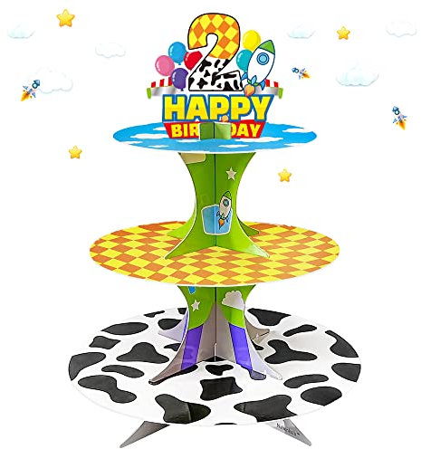 Cartoon Story Cupcake Ständer 2. Karton Kuchenständer Dessertturm Halter für Spielzeug Thema Geburtstag Dekoration Babyparty Party Supplies