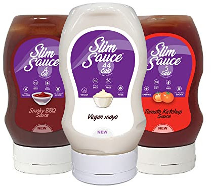 Eat Water Slim Mix Assorted Sauce (Vegan Mayo, BBQ, Ketchup, Pack of 3 x 300ml), Low Calorie, Vegan, Gluten Free, No Added Sugar, No Artificial Flavor, Keto Diet Friendly Sauce