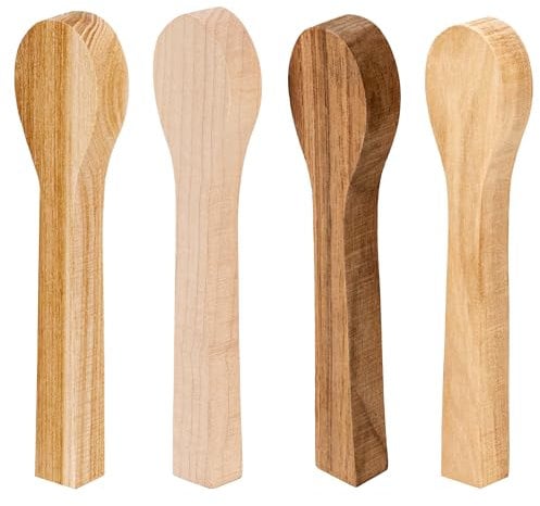 BeaverCraft BB3 Kit de découpe en bois vierge pour cuillère – Bois de tilleul doux pour loisirs – 4 pièces en bois brut d'aulne, noyer, orme, érable