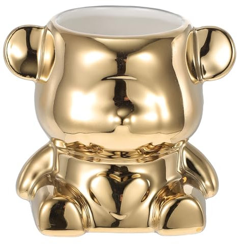 Cabilock Porte-ustensiles Céramique Dorée Support Compact pour Et Couverts Organisateur De Cuisine Élégant Ours Décoration Pratique pour Comptoirs De Cuisine