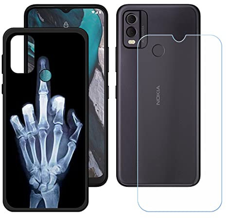 Hülle für Nokia C22 + HD Panzerglas, Sanft Handyhülle Silikon Schutzhülle Cover TPU Case Handy Tasche Handytasche - Panzerglasfolie Schutzfolie für (6,5) - KE4