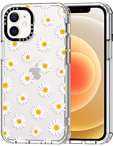 MOSNOVO für iPhone 12 Mini Hülle – Durchsichtige, schlanke, stoßfeste TPU+PC-Handyhülle, [6,6 Fuß Fallschutz/Anti-Abziehen] - Gänseblümchen