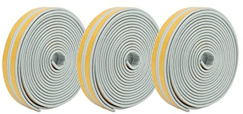 Schaumstoff Dichtungsstreifen, 6 Stück 9 X 2 X 3000mm Schaumstoff Dichtungsstreifen Türfenster Gummi Schallschutz Dichtungsstreifen Selbstklebendes Isolierband, Für 1-2mm Spalt (Grau)