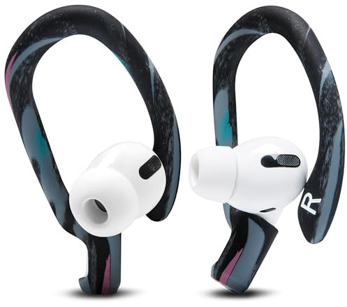 WC HookZ – Patentierte, verbesserte Over-Ear-Bügel für AirPods Pro 1, 2 und AirPods 1, 2 und 3 – Zwei Größenpaare im Paket enthalten, hergestellt von Wicked Cushions | 90's Black