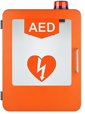AED-Defibrillator-Aufbewahrungsschrank, an der Wand montierter Erste-Hilfe-Schrank aus Kunststoff mit Herz-Defibrillations-Alarmbox, mit Alarmsystem, Trennwandposition einstellbar, passend für die mei