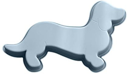 CUCUFA 3D Silikon Backform, Niedlicher Dackel Welpe Kuchenform Dackelform Tierform Silikonform Schokoladenform Küche Kuchenwerkzeug Dackel Bonbonform (Blau)