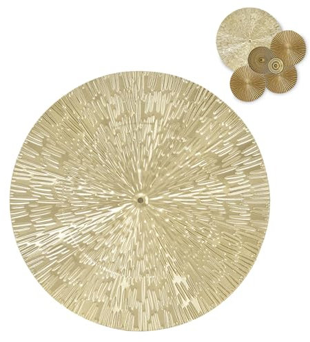 Tissting Metall Wanddeko Gold 24cm Runde 3D Stereo Blätter Skulptur Wand Dekoration Nordischer Stil Modernes Deko Wandkunst Wandbehang für Schlafzimmer, Wohnzimmer