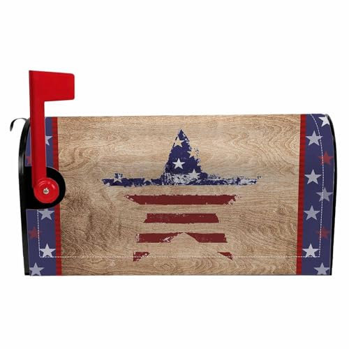 Numland Magnetic Mailbox Covers Polyester Oxford Cloth Anti-UV and Reusable Letterbox Cover 21×18 Inch,Rustic American Star Summer
