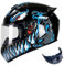 DXDRT Full Face Motorradhelme für Erwachsene Männer Frauen Racing Motocross Helme mit kompatiblen Clear&Tinted Visiere DOT/ECE Modell Genehmigt Street Bike Helm,Blau,Medium