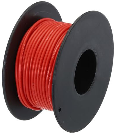 QUARKZMAN 24AWG Kabel Elektrischer Draht 0,21 mm² Verzinntes Kupferkabel 15 Meter, Stromkabel Hohe Temperatur Leitung Erdkabel Litzenkabel Verlängerungskabel für Kfz Kabelkanal, Rot